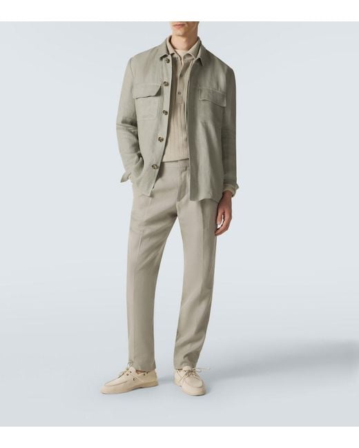 Lardini Gray Linen, Cotton, And Silk Chinos for men