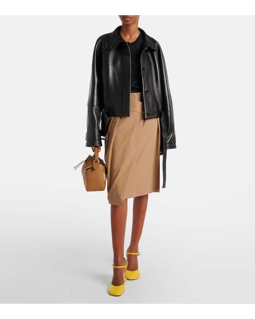 Loewe Natural Asymmetric Cotton Twill Midi Skirt