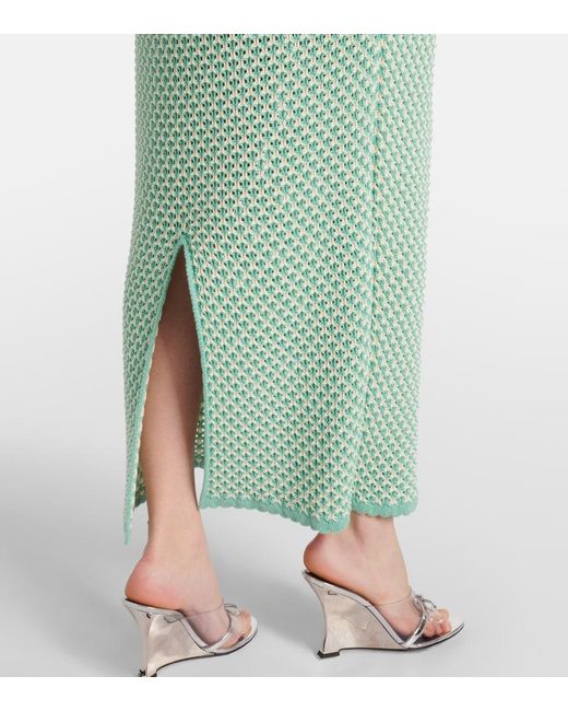 Versace Green Crochet Cotton-Blend Maxi Dress
