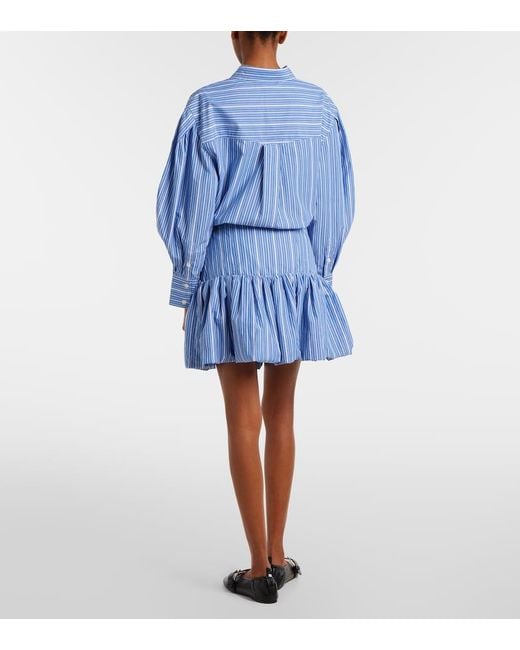 Ganni Blue Striped Cotton Poplin Miniskirt