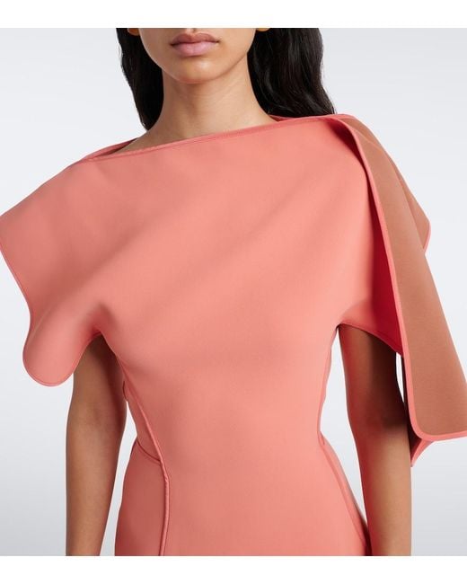 Maticevski Pink Diadem Draped Asymmetric Midi Dress