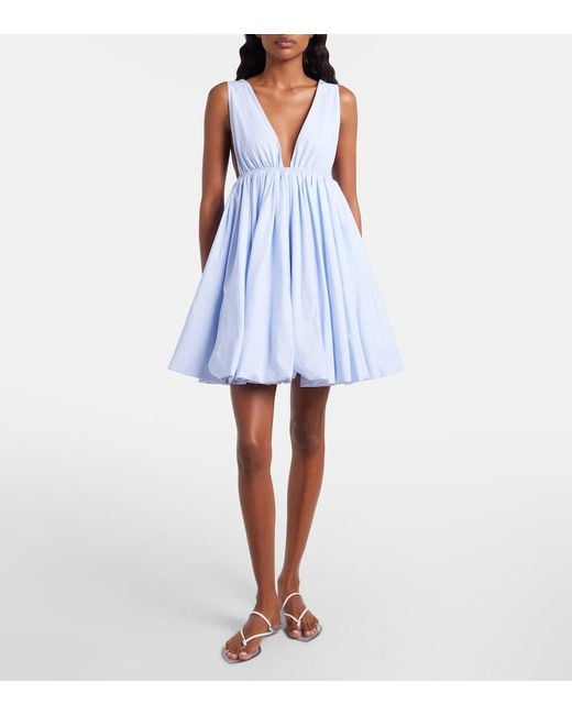 Alaïa Blue Striped Cotton Poplin Minidress