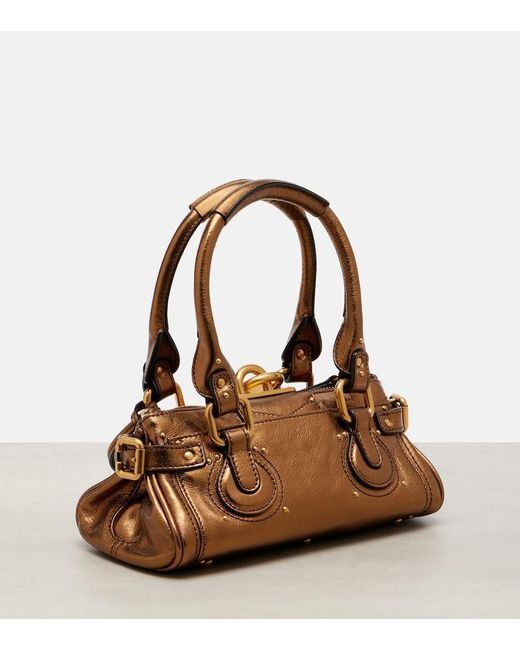 Chloé Brown Paddington Metallic Leather Shoulder Bag
