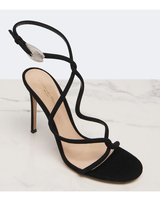 Gianvito Rossi Black Jungle Mamba Embellished Suede Sandals