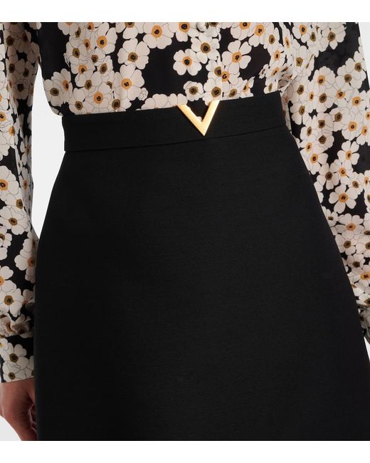 Valentino Black Crepe Couture Vgold Miniskirt