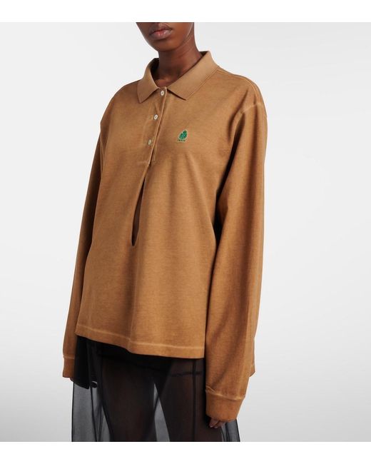 Prada Brown Oversized Cotton Pique Polo Shirt