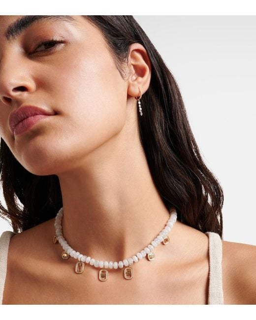 Sydney Evan Metallic Multi-Charm 14Kt Necklace With Moonstone And Diamonds