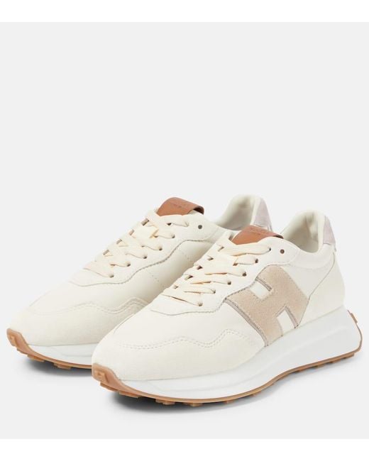 Hogan White H641 Suede And Leather Sneakers