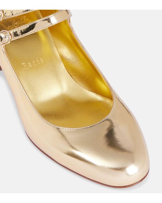 Christian Louboutin Metallic Miss Jane Mirrored Leather Mary Jane Pumps