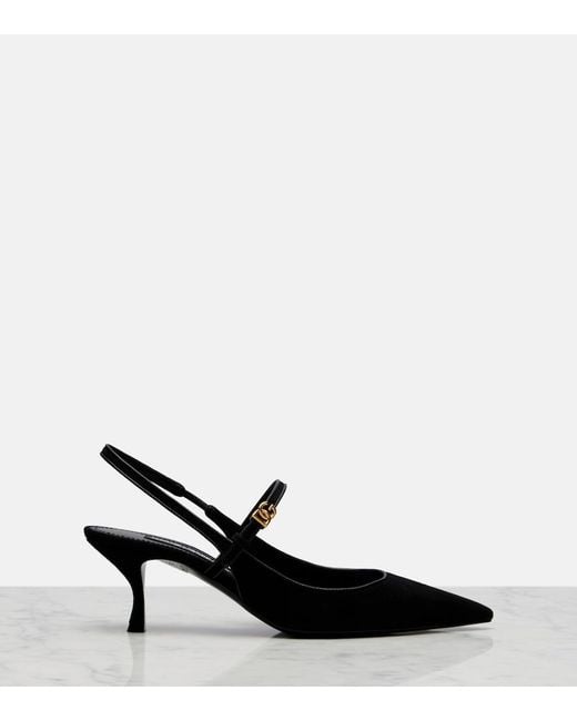 Dolce & Gabbana Black Suede Slingback Pumps