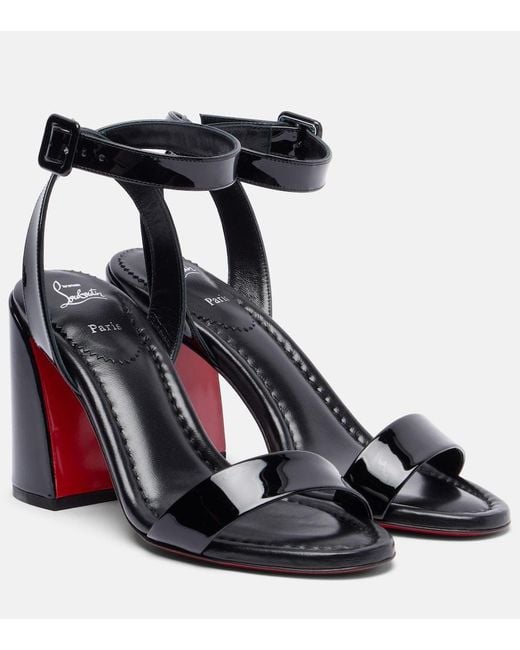 Christian Louboutin Black Miss Sabina 85 Patent Leather Sandals