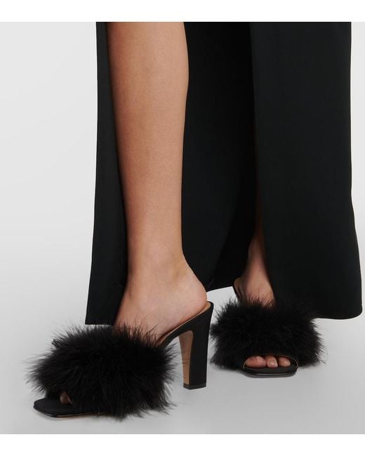 Maison Margiela Black Feather-Embellished Mules