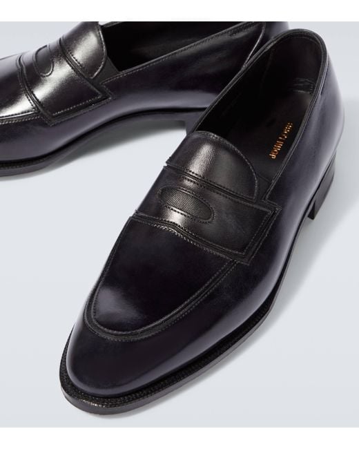 John Lobb Black Montgomery Leather Loafers for men