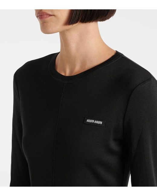 Miu Miu Black Knitted Silk Midi Dress