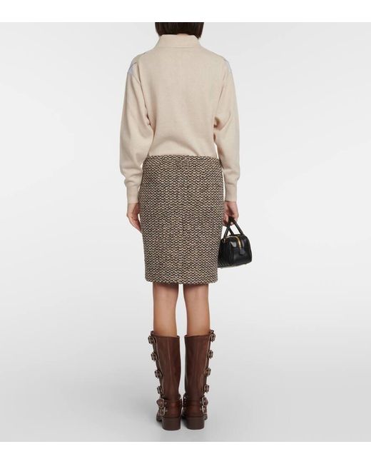 Miu Miu Multicolor Wool And Silk-Blend Boucle Pencil Skirt