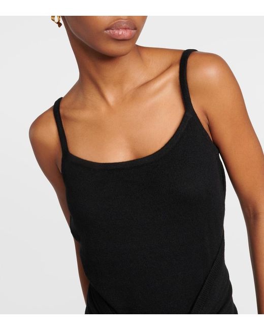 Totême Black Scarf-Detail Cashmere Maxi Dress