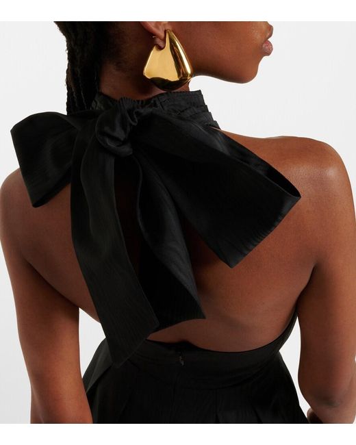 Rebecca Vallance Black Charaya Bow-Detail Halterneck Midi Dress