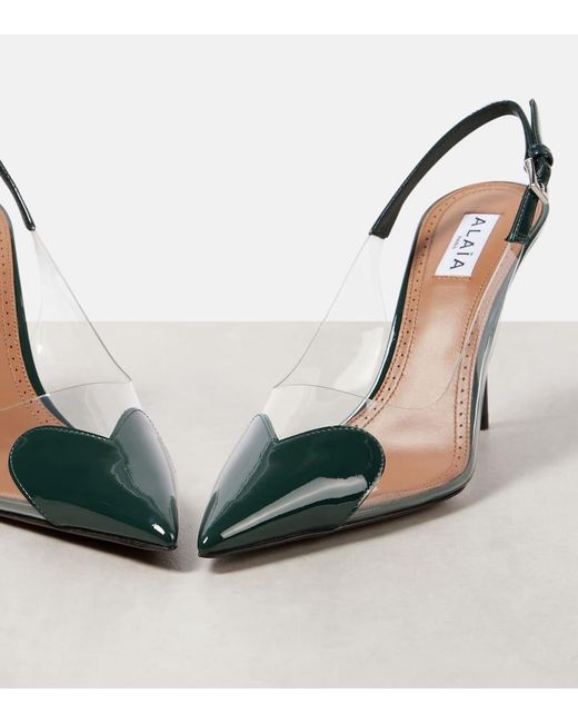 Alaïa Green Le Cour 90 Patent Leather And Pu Slingback Pumps