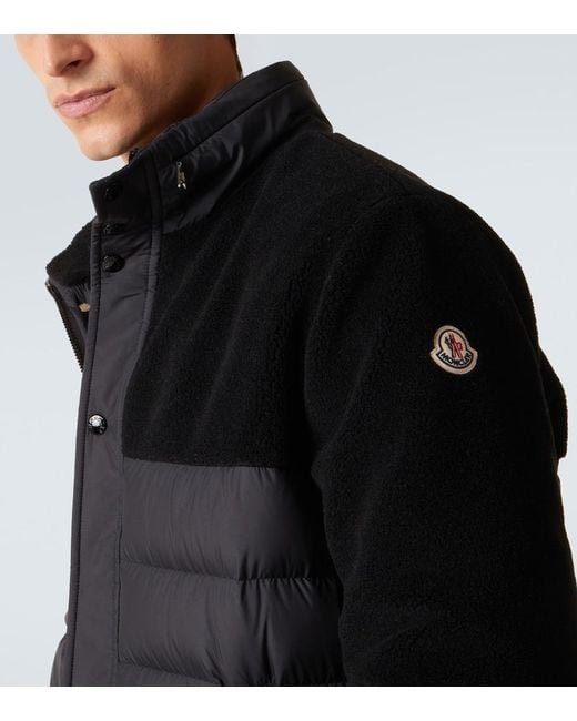 Moncler Black Mistral Down-Paneled Teddy Jacket for men
