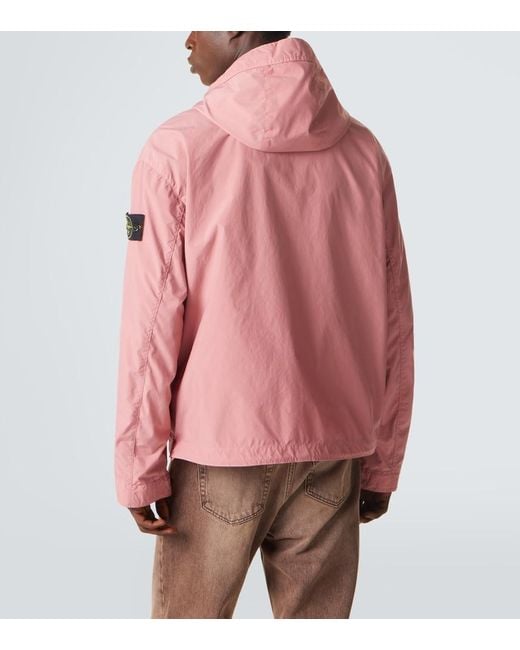Stone Island Pink Compass Hooded Canvas Jacket for men