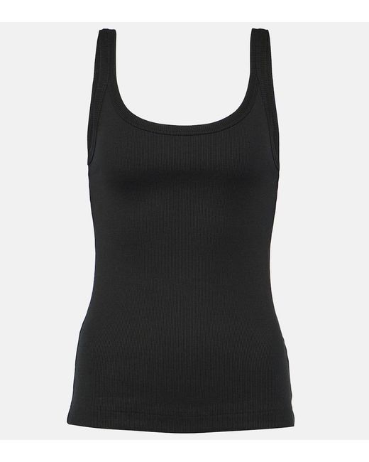 Dolce & Gabbana Black Ribbed-Knit Cotton Tank Top