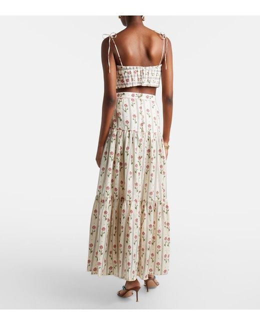 Agua Bendita Natural Bergamota Floral Linen Maxi Skirt