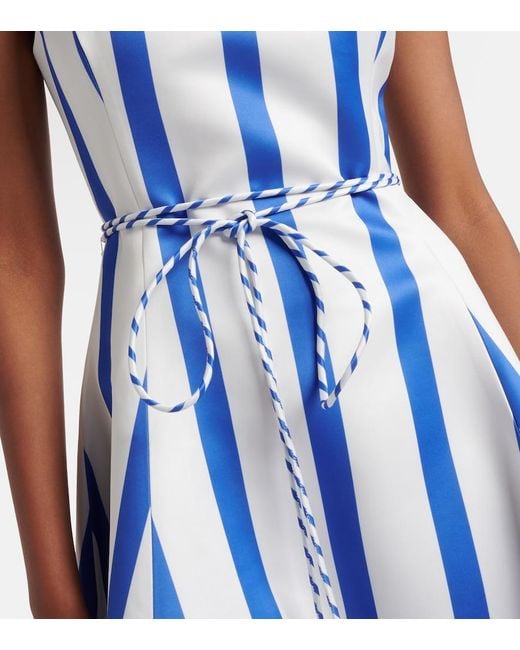 LEO LIN Blue Serafina Striped Satin Maxi Dress