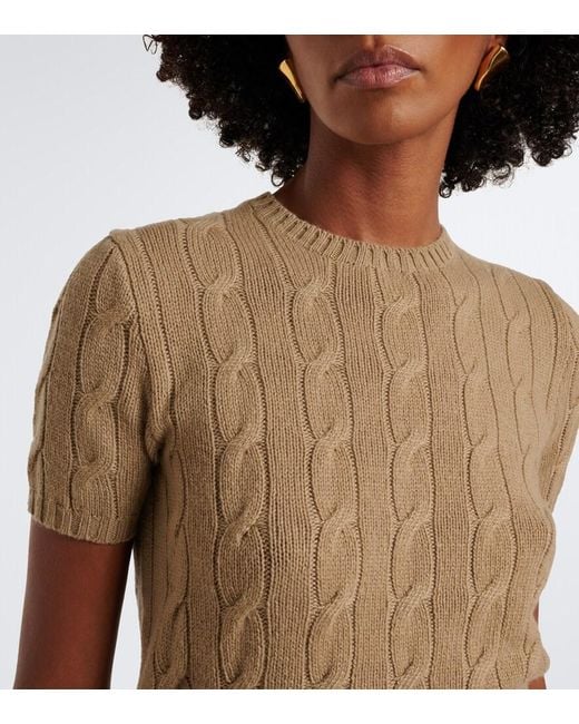 Ralph Lauren Brown Cable-Knit Cashmere Sweater