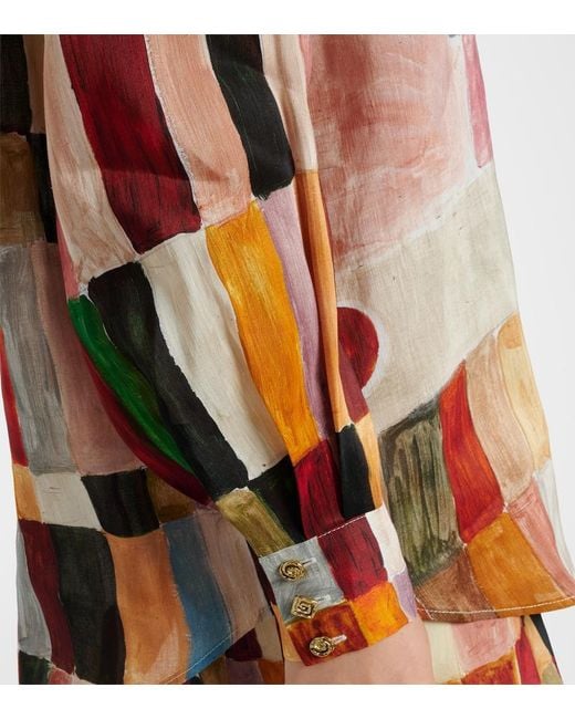 ALÉMAIS Orange X Lrnce Marjorelle Printed Linen And Silk Shirt