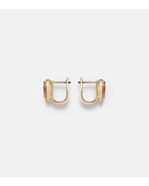 STONE AND STRAND White Kite 14Kt Huggie Earrings With Garnet