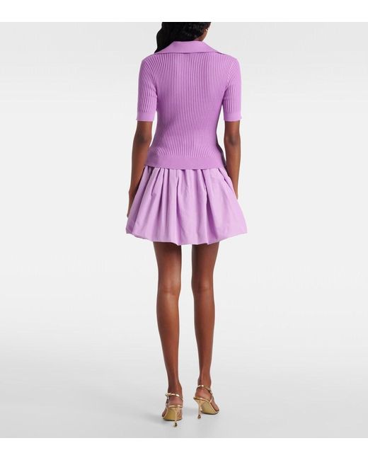 Patou Pink Ribbed-Knit Cotton Polo Shirt
