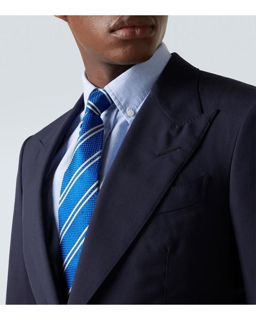 Tom Ford Blue Striped Silk Twill Tie for men