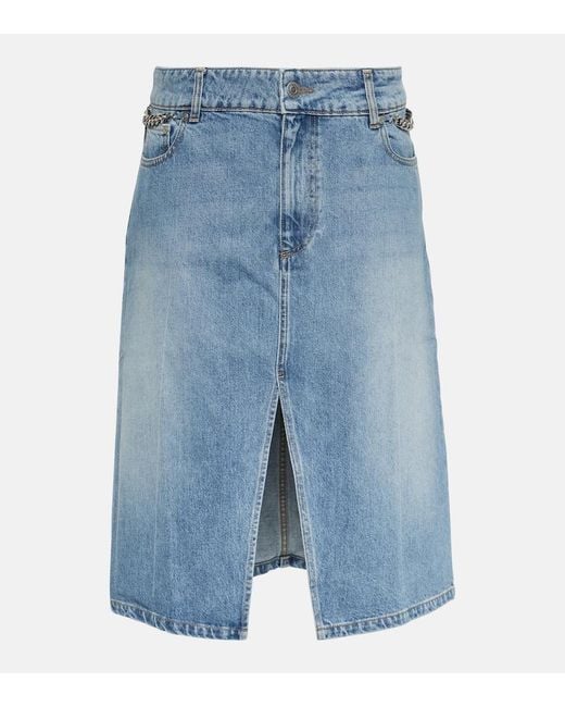 Stella McCartney Blue Iconic Falabella Chain-Link Denim Skirt