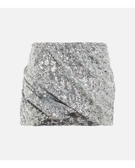 The Attico Gray Sequined Mini Skirt
