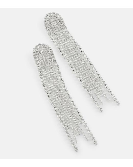 Magda Butrym White Crystal-Embellished Drop Earrings