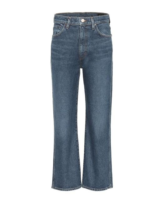 Goldsign Blue High-Rise Cropped Wide-Leg Jeans