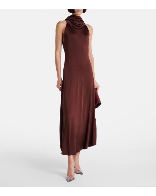 Victoria Beckham Purple Hooded Jersey Midi Dress