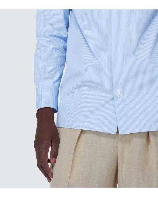 Jil Sander Blue Pinstriped Cotton Shirt for men
