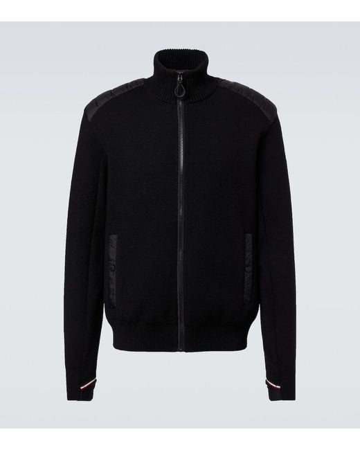 Moncler Black Down-Paneled Zip-Up Cardigan for men