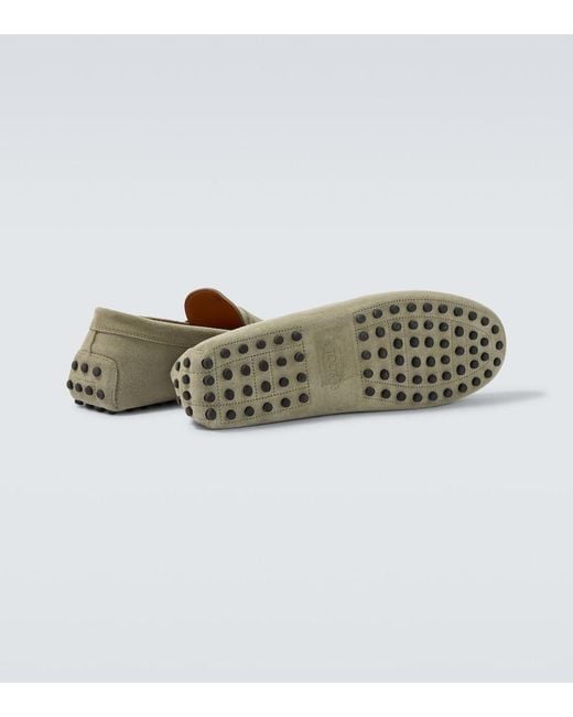 Tod's White Gommino Suede Loafers for men