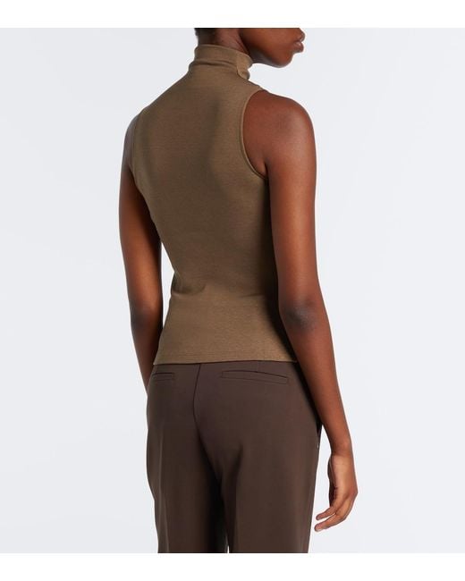 Ralph Lauren Brown Silk-Blend Turtleneck Top