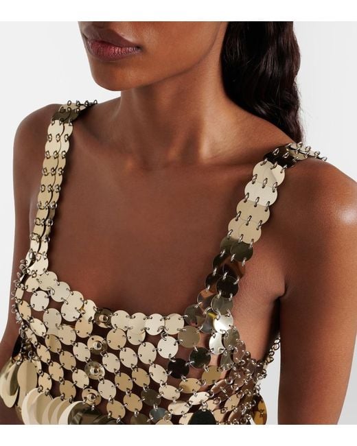 Rabanne Brown Sequined Crop Top