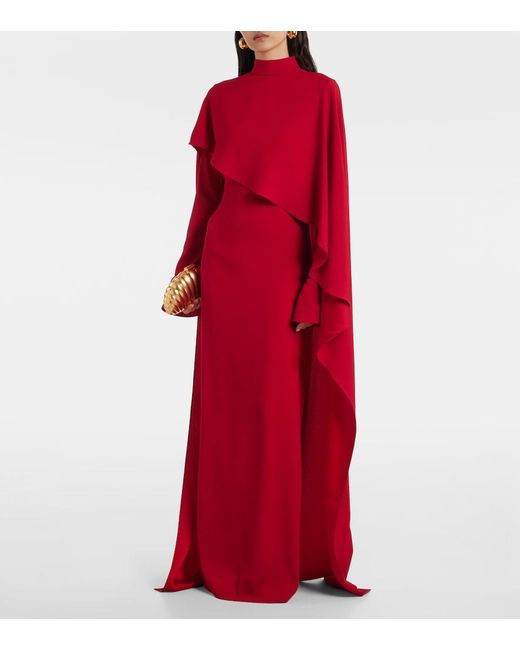 Taller Marmo Red Carrington Caped Crepe Cady Gown