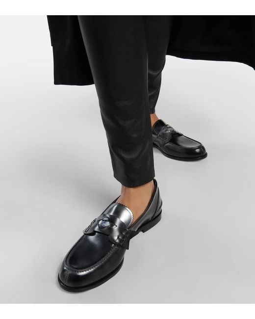 Christian Louboutin Black Loafers Penny Donna Aus Metallic-Leder
