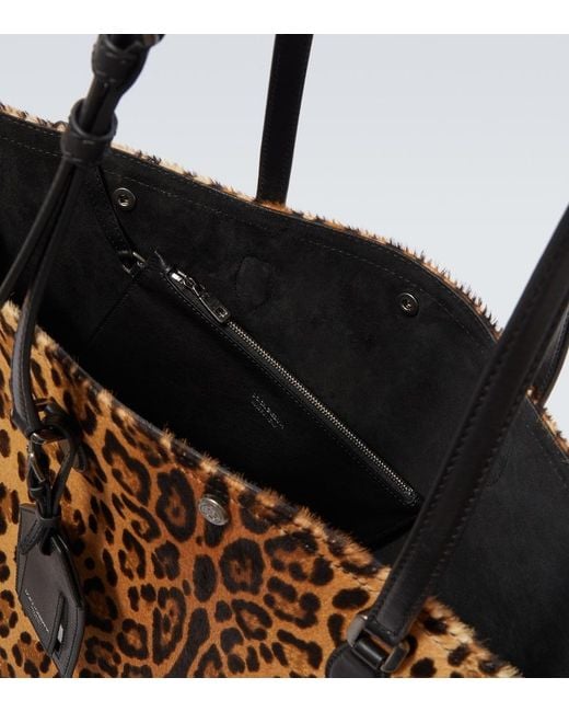 Dolce & Gabbana Brown Atene Leopard-Print Calf Hair Tote Bag for men