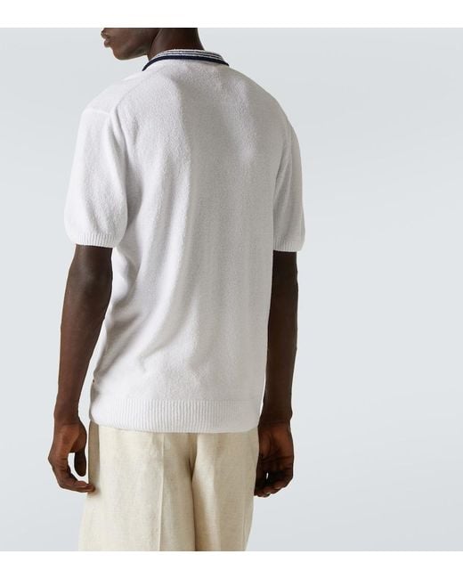 Orlebar Brown White Horton Cotton-Blend Boucle Polo Shirt for men