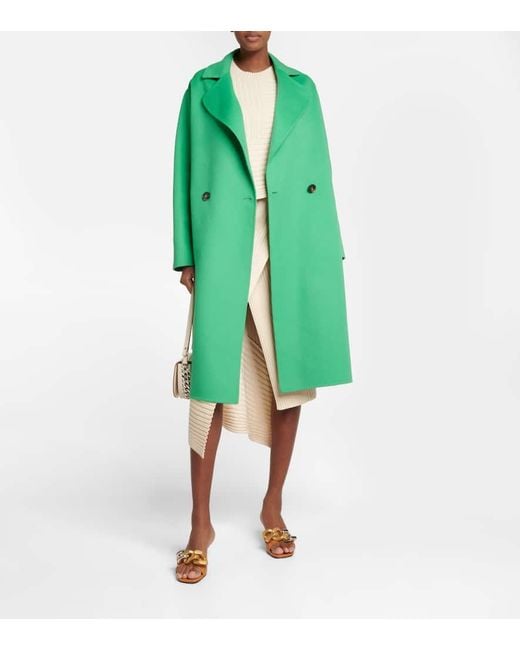 Stella McCartney Green Double-Breasted Wool Coat