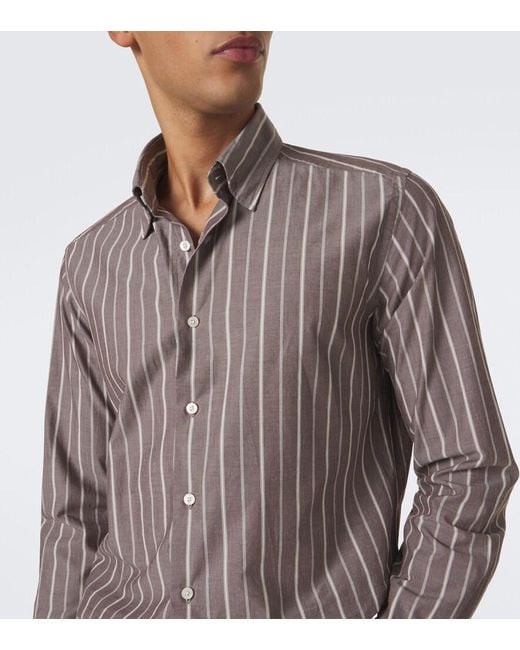 Slowear Brown Striped Cotton Shirt for men
