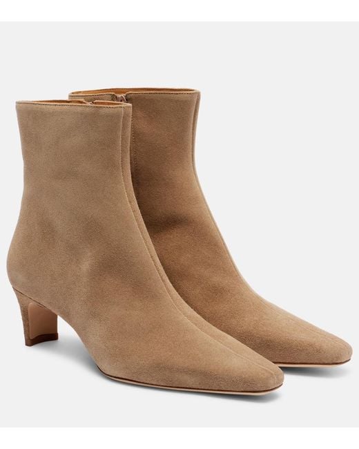 Staud Brown Ankle Boots Wally 55 Aus Veloursleder