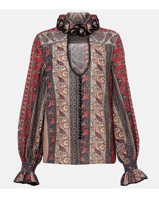Valentino Brown Paisley Cotton Muslin Blouse